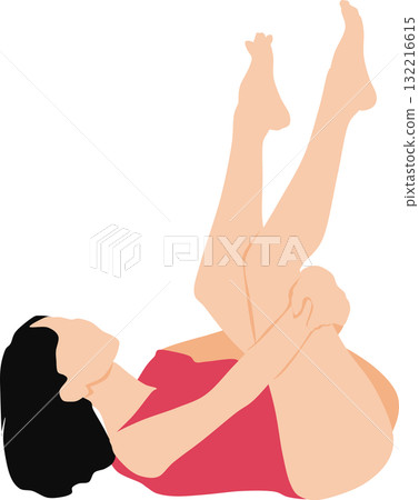 Illustration of a woman on a diet (stretching) 132216615