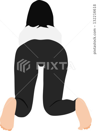 Illustration of a woman on a diet (stretching) 132216618