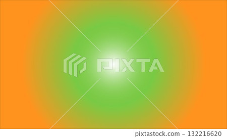 Radiant Green Halo Over Orange Background With Soft Center Light, Abstract Gradient Design 132216620