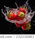 strawberries with water splashes, fresh and healthy food 132216861