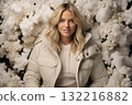 portrait of a beautiful happy woman enjoying winter season 132216882