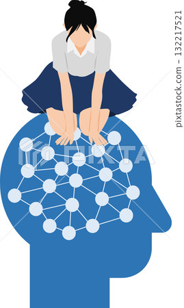 使用 AI 的女商人的插圖 132217521