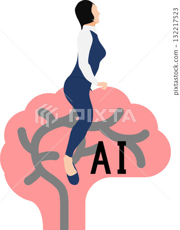 Illustration of a businesswoman using AI Illustration of a businesswoman using AI 132217523