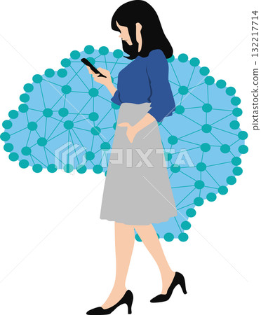 Illustration of a woman using AI Illustration of a woman using AI 132217714