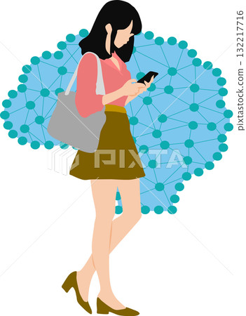 Illustration of a woman using AI 132217716