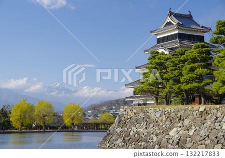 Matsumoto Castle and Mount Jonen in autumn 132217833