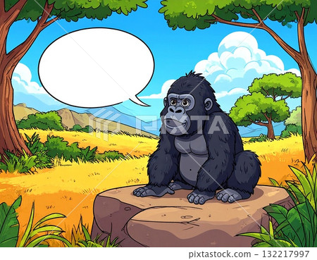 帶有語音泡泡的大猩猩插圖 132217997