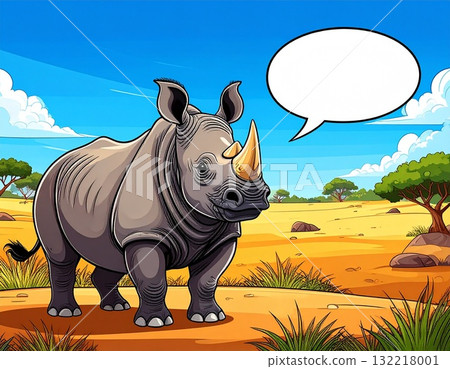 帶有對話泡泡的犀牛插圖 132218001