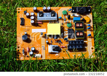 Part of computer circuit board, future technology and energy consumption by artificial intelligence concept 132218052