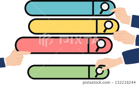 Illustration of searching keywords on a computer Illustration of searching keywords on a computer 132218244