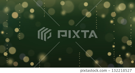 Dark green holiday background with gold bokeh lights effect 132218527