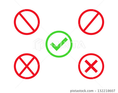 Check Mark and Cross Symbols for Positive and Negative Choices. 132218607