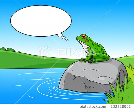 Illustration of a frog with a speech bubble 132218991