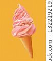 Swirled ice cream cone on a bright background 132219219