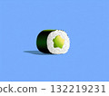 Sushi roll with avocado against a blue background 132219231