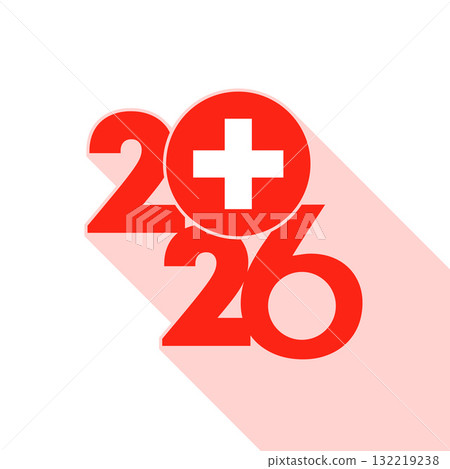 2026 Long Shadow Banner with Switzerland Flag Inside. 2026 Long Shadow Banner with Switzerland Flag Inside. 132219238