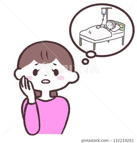 一位女士擔心住院的插圖 一位女士擔心住院的插圖 132219281