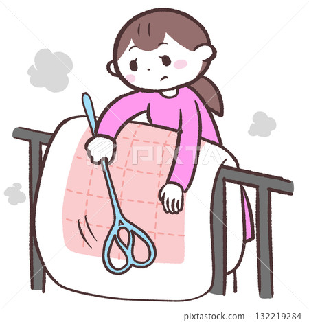 一個女人烘乾蒲團的插圖 132219284