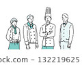 餐廳廚師、主廚、糕點師、服務生製服-服裝-團隊插畫素材 132219625