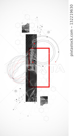 Abstract art background. Modern science or technology art elements. Wireframe surface illustration. Abstract art background. Modern science or technology art elements. Wireframe surface illustration. 132219630