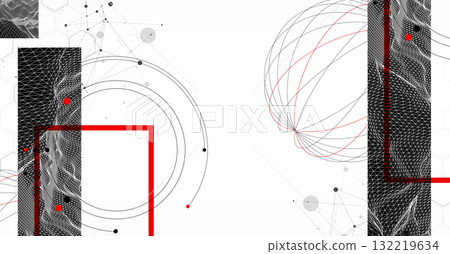 Abstract art background. Modern science or technology art elements. Wireframe surface illustration. Abstract art background. Modern science or technology art elements. Wireframe surface illustration. 132219634