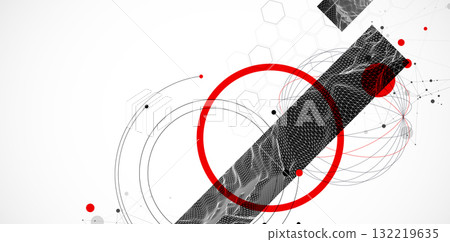 Abstract art background. Modern science or technology art elements. Wireframe surface illustration. 132219635