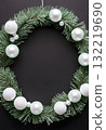 Mint Green and White Christmas Wreath Frame with Frosted Pine and Pearls postcard, banners New Year 132219690