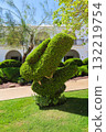 Expert Gardener Pruning Beautifully Shaped Trees and Bushes, Showcasing Skillful Landscaping and Attention to Detail in a Lush Garden Setting 132219754