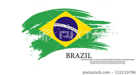 Brushstroke Brazilian Flag Design, Perfect for Patriotic Projects. 132219796
