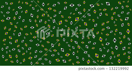 Brazilian Flag Pattern on Green Background. 132219992