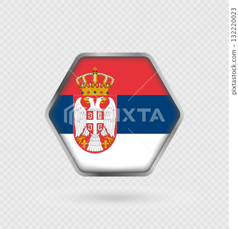 Serbia flag in a hexagon frame. Serbia flag in a hexagon frame. 132220023