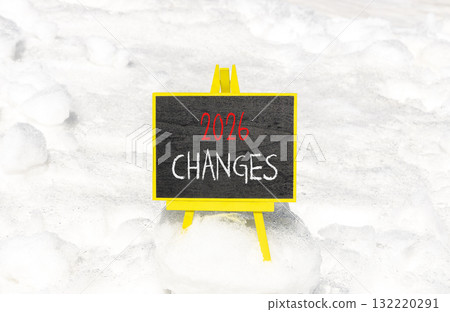 2026 Changes symbol. Concept words 2026 Changes on beautiful black blackboard. Beautiful white snow background. Business and 2026 changes concept. Copy space. 2026 Changes symbol. Concept words 2026 Changes on beautiful black blackboard. Beautiful white snow background. Business and 2026 changes concept. Copy space. 132220291