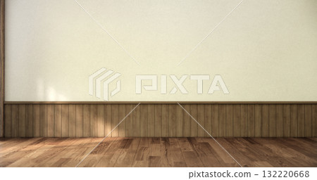 Empty modern room white on wooden floor interior design.3D rendering Empty modern room white on wooden floor interior design.3D rendering 132220668