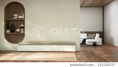 china cabinet wooden minimalist design muji style.3D rendering 132220727