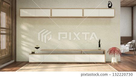 china cabinet wooden minimalist design muji style.3D rendering 132220730