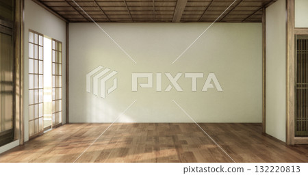 Empty modern room white on wooden floor interior design.3D rendering 132220813