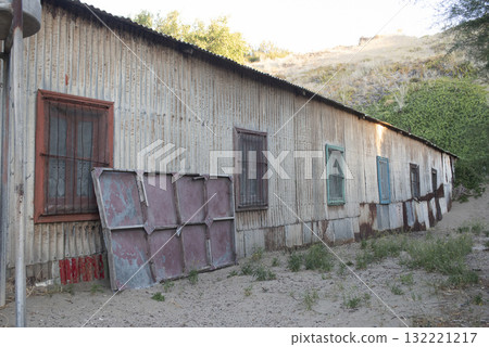 Picturesque typical construction in the town of Puerto Piramides, Peninsula Valdes, Chubut Province, Patagonia, Argentina. 132221217