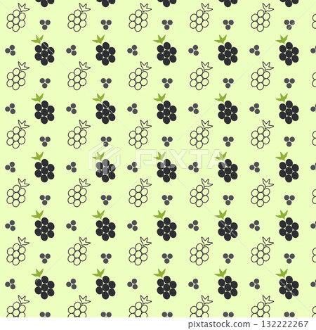 This lively pattern showcases a repeated design of fruit line icons, featuring blackberries and floral elements on a soft pale green background. Perfect for various creative projects. This lively pattern showcases a repeated design of fruit line icons, featuring blackberries and floral elements on a soft pale green background. Perfect for various creative projects. 132222267