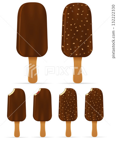 chocolate glaze ice cream on wooden stick cartoon stock vector illustration isolated 132222330