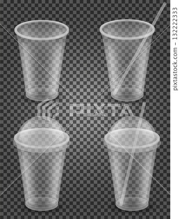 plastic cup transparent clear disposable for cocktails cartoon stock vector illustration isolated 132222333