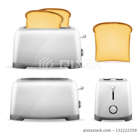 toaster vintage old retro and bread tost cartoon stock vector illustration isolated 132222359