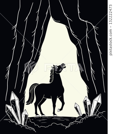 Monochrome Horse in Crystal Cave 132222473