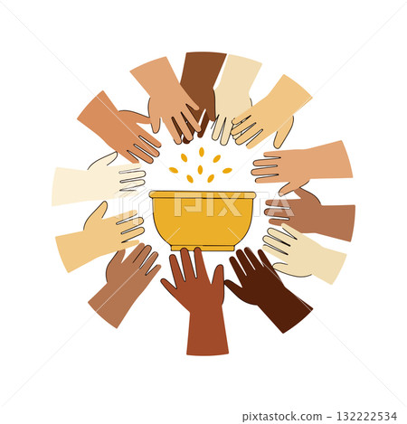 Diverse Hands Sharing Resources 132222534