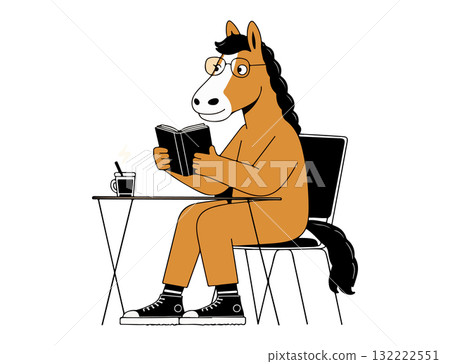 Horse Reading at Cafe 132222551