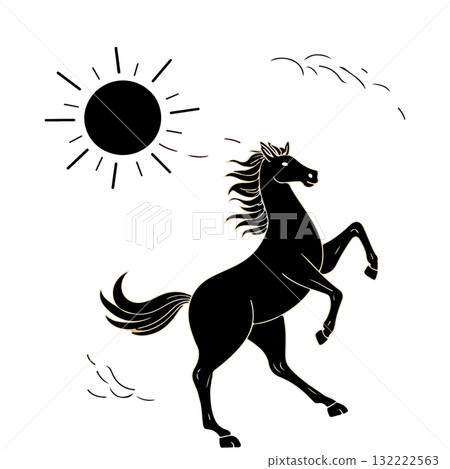 Silhouette of Rearing Horse 132222563