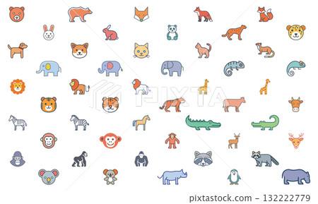 可愛的動物圖標集 可愛的動物圖標集 132222779
