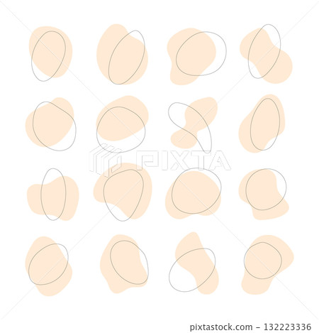Simple abstract patterns with soft orange shapes and outlines made for calming home decor Simple abstract patterns with soft orange shapes and outlines made for calming home decor 132223336