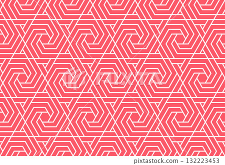 Abstract geometric pattern with stripes, lines. Seamless vector background. White and pink ornament. Simple lattice graphic design Abstract geometric pattern with stripes, lines. Seamless vector background. White and pink ornament. Simple lattice graphic design 132223453