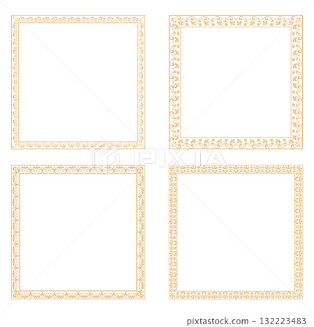 Set of decorative frames Elegant vector element for design in Eastern style, place for text. Floral golden and white borders. Lace illustration for invitations and greeting cards Set of decorative frames Elegant vector element for design in Eastern style, place for text. Floral golden and white borders. Lace illustration for invitations and greeting cards 132223483