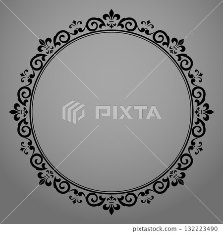 Decorative frame Elegant vector element for design in Eastern style, place for text. Floral black and gray border. Lace illustration for invitations and greeting cards Decorative frame Elegant vector element for design in Eastern style, place for text. Floral black and gray border. Lace illustration for invitations and greeting cards 132223490